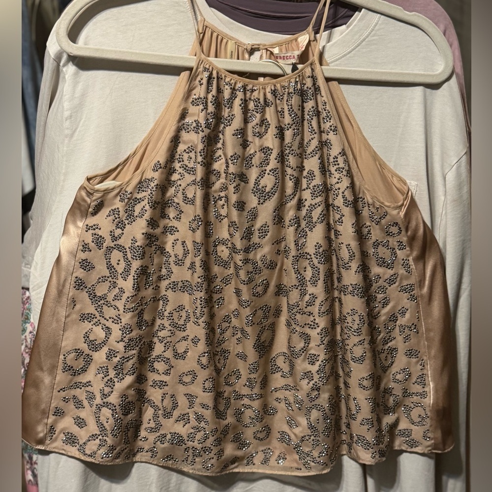 Rebecca Taylor Leopard Embezzled Halter Tank
